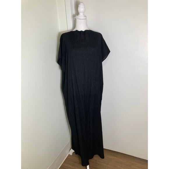 Cos Black Crinkle Maxi Dress Sz 6 - Picture 1 of 3